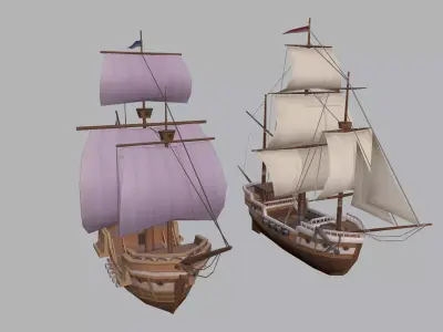 Cartoon Sailboat Low-poly 3D model