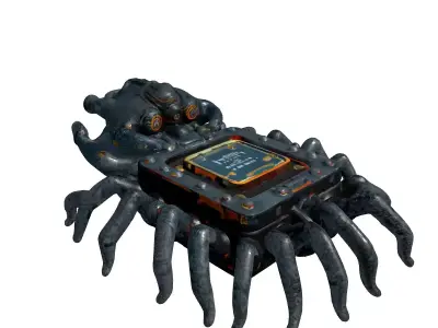 SciFi Microchip Spider Robot Low-poly 3D model