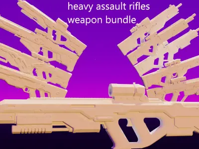 heavy assault rifles weapon bundle 3D model