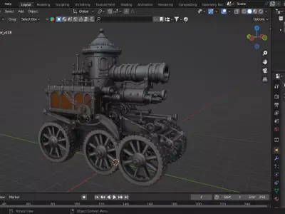 Steampunk Steam Engine tank 3D model