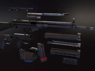 HK33 Assault Rifle Low-poly 3D model