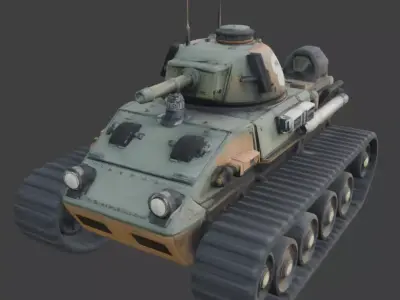 Stylized Chibi Sci-Fi Battle Tank Low-poly 3D model