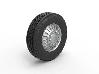 Front custom wheel of semi truck Version 12 Scale 1 to 25 3D print model