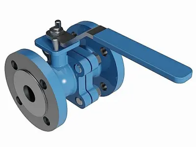 Two Piece Manual Ball Valves - DIN Flanged Ends -  3D model