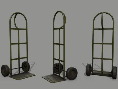 Trolley hand truck on wheels Low-poly 3D model
