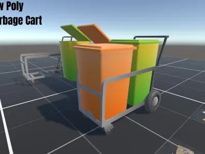 Low Poly Garbage Cart Pack Low-poly 3D model