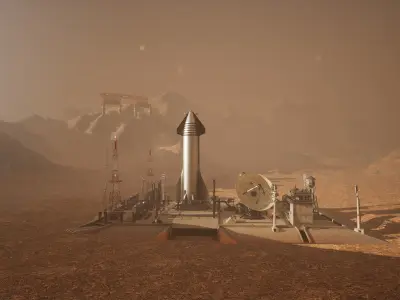 Starship Mars Environment  75 Assets Low-poly 3D model