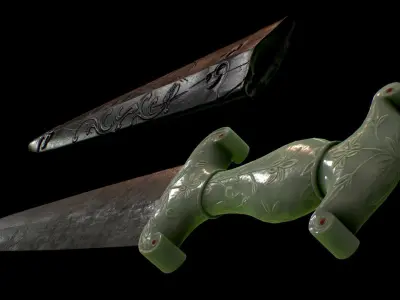 Mughal Jade-handled Khanjar dagger Low-poly 3D model