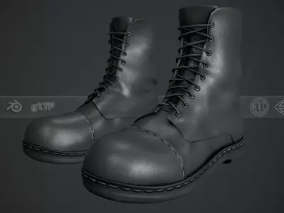 Black Boots Style 1  Low-poly 3D model