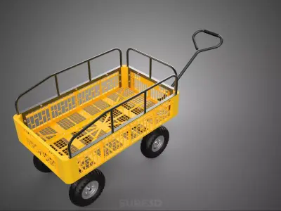 CRATE TRAY BED RAILS RACK FENCE CAGE TROLLEY CART WAGON TRAILER 3D model