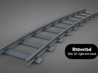 Modular Railway Track Lite Collection Low-poly 3D model