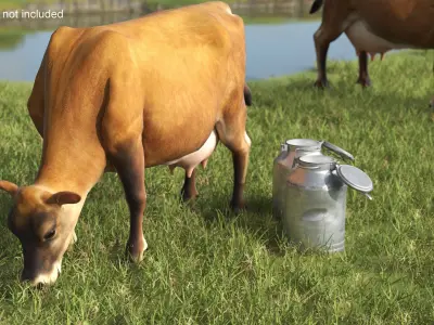 Mini Cow and Milk Bucket 3D model