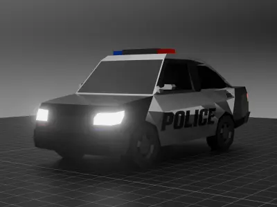 Sedan and Police Car    WITH WORKING SIRENS Free low-poly 3D model