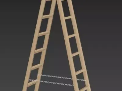 Wooden Stepladder Low-poly 3D model