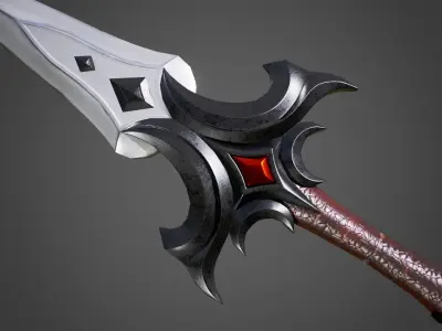 Fantasy dark sword Low-poly 3D model