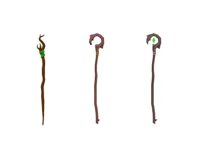 Magical Staffs Basic Pack Free low-poly 3D model