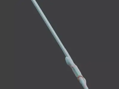 Magical Teal Fantasy Knight Sword 3D Model Low-poly 3D model