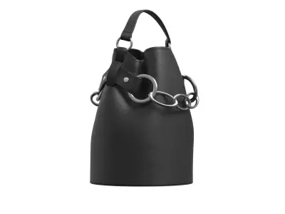 Black Leather Bucket Bag 3D model