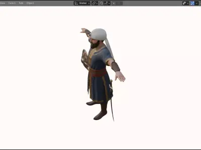 Realistic Arabian Desert Warrior 3D Model  Rigged  Game Ready Low-poly 3D model get