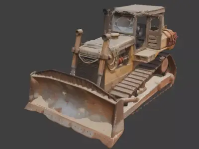 Post-Apocalyptic Desert Bulldozer Low-poly 3D model