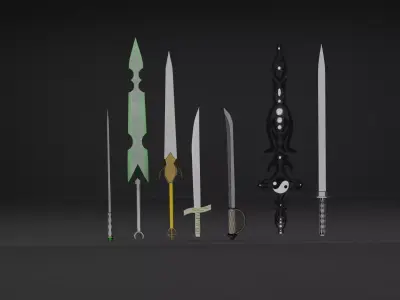 7 Swords made from art taken from the Internet Free low-poly 3D model