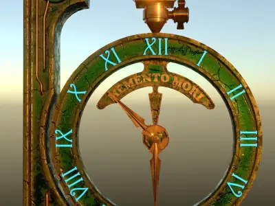 Steampunk wall clock 3D model