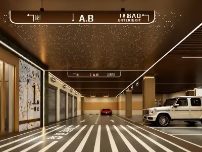 Luxury Underground Parking Garage Interior 3D model