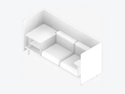 Sofa - Contemporary - Flame - Corner Shelf - Left Work Shelf Low-poly 3D model
