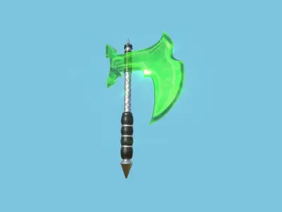 Medieval Battle Axe 04 Green Transparent - Fantasy Weaponry Low-poly 3D model
