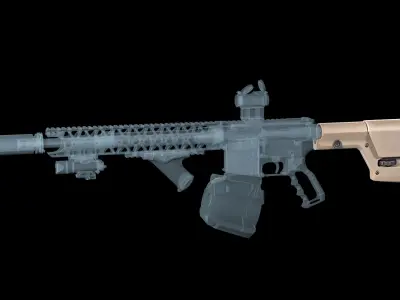 AR 15 stock Magpul PRS GEN3 Low-poly 3D model