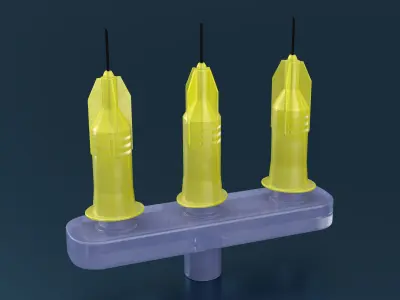 Multi Injector 3 Needles Straight Yellow 3D model