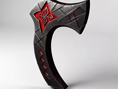 SciFi Fantasy Glowing Axe Head 3D model