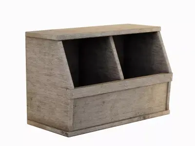 Wooden Storage Bin 02 Low-poly 3D model
