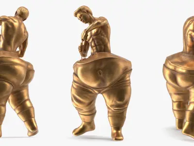 Conceptual Man Sculpting Body Statue Bronze 3D model