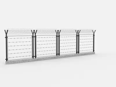 metal wire fence 02 3D model