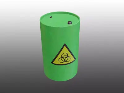 Biohazard Waste Barrel Low-poly 3D model