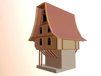 medieval low-poly house Free low-poly 3D model purchase