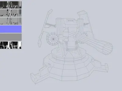 Prototype turret Low-poly 3D model