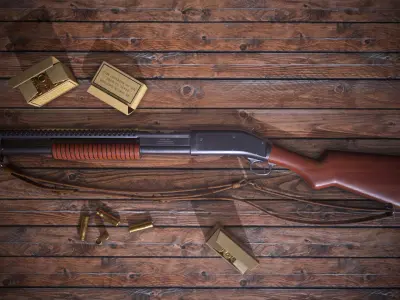 Winchester M12 Shotgun Low-poly 3D model