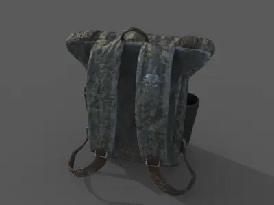 Military backpack Low-poly 3D model get