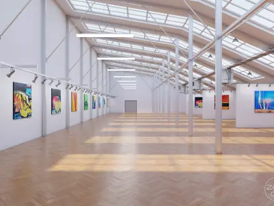 Art Museum Gallery Interior 9 Low-poly 3D model