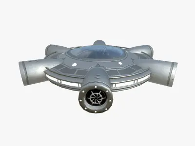 Alien Spaceship UFO J01 Steel - Sci Fi Spacecraft Design Low-poly 3D model
