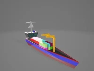 Low Poly Cargo Ship Low-poly 3D model