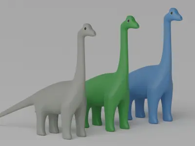 Cartoon Brachiosaurus Dinosaur 3D model purchase