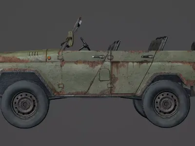 UAZ Offroad Old Rusty Low-poly 3D model