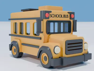 School Bus cartoon Low-poly 3D model