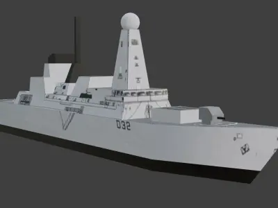 Low Poly Type 45 destroyer Low-poly 3D model