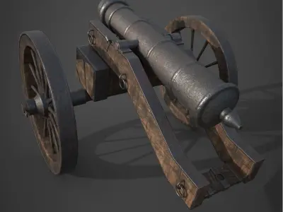 18th century cannon  Low-poly 3D model