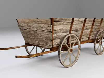 Wooden Cart 3D model 5