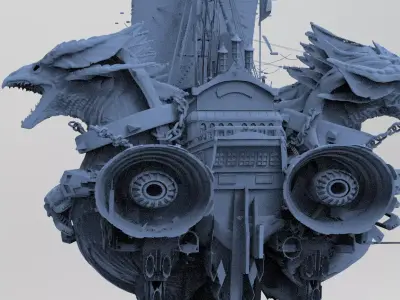 Viking Airship Duel Dragons Sci-Fi 3D model